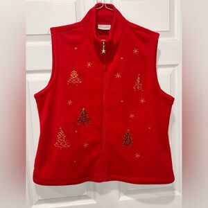 Draper’s & Damon’s Fleece Holiday Christmas‎ Vest Petite XL With Pockets